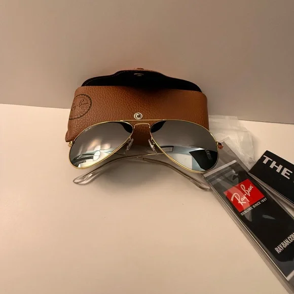 Ray-Ban Aviator Sunglasses RB3026 58-14mm Gold/Silver Mirror Lens 001/30 Unisex - Picture 15 of 17